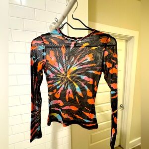 H&M mesh long sleeve tie dye top. Size xs